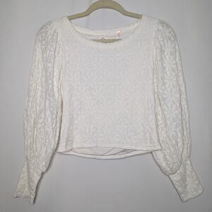 Free People Womens White Floral Lace Tea Time Top Size S